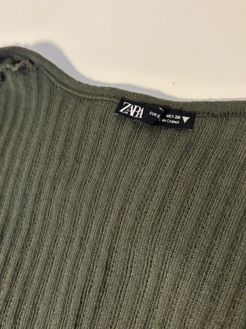 Zara Sleeveless Ribbed Tie Front Knit Top Shirt Dark Green Womens Size Small - Picture 6 of 6